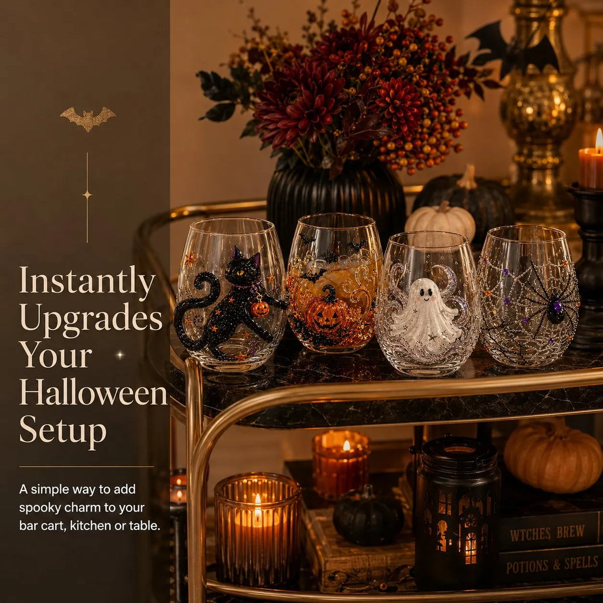 🎃 3D Halloween Artisan Glassware Collection | For Magical Halloween Sips, Eye-Catching 3D Details, Luminous Festive Party Moments & Cozy Fall Home Bar Glow