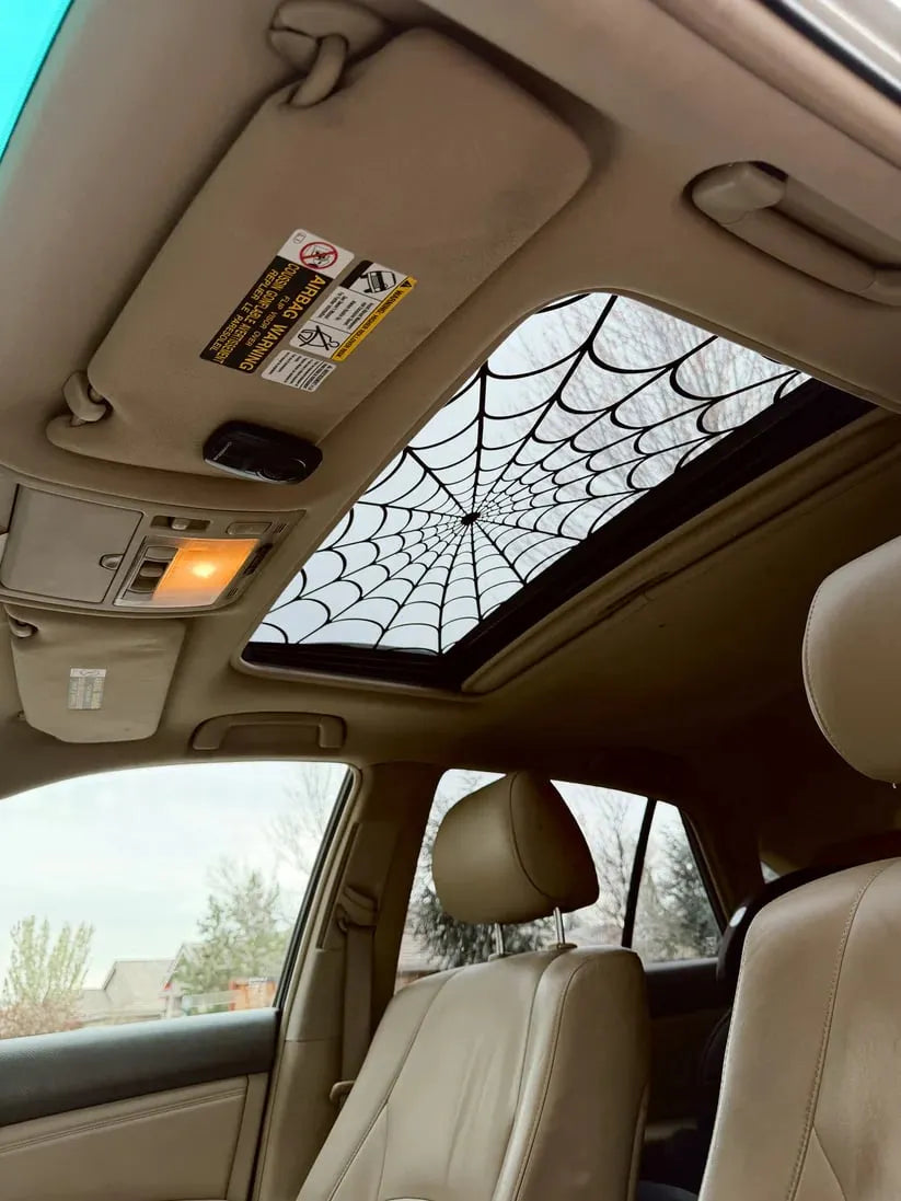 🕸🦇Halloween Sunroof Decal – Gothic Spiderweb & Bats Window Overlay