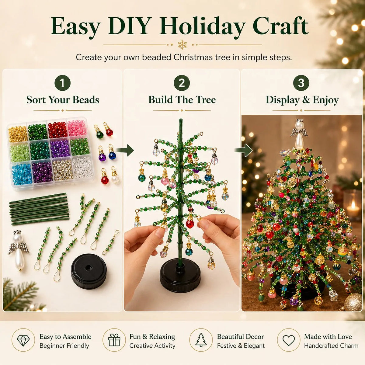 🔥Last Day 49% OFF✨ DIY Beaded Christmas Tree Kit🎅🎄