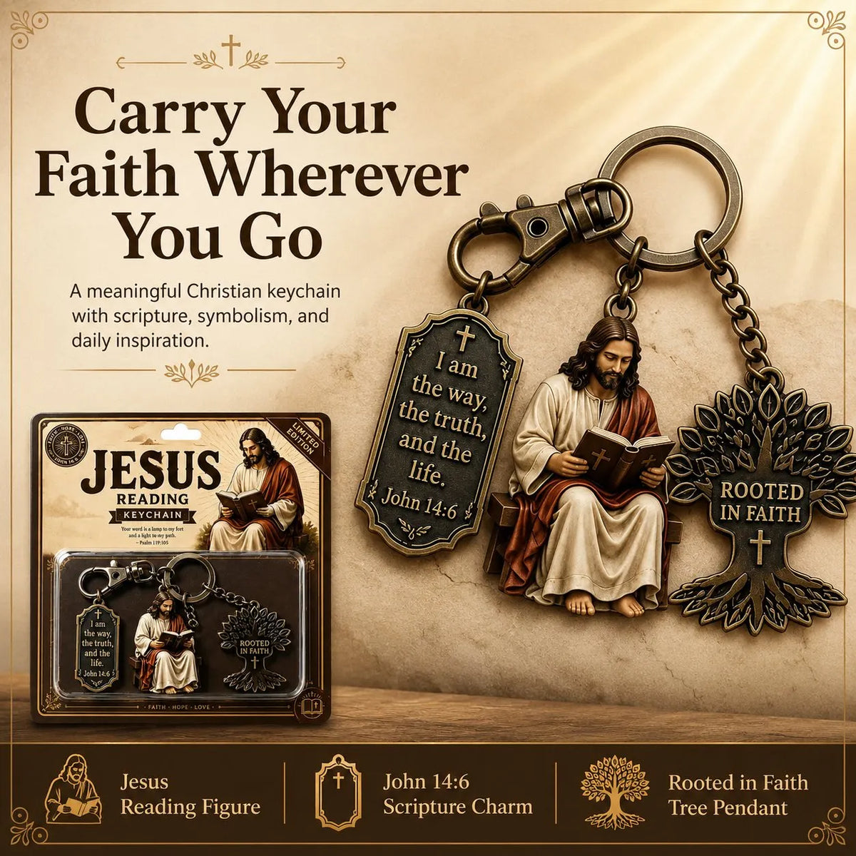 🔥LAST DAY 50% OFF - ✝Jesus Reading Keychain