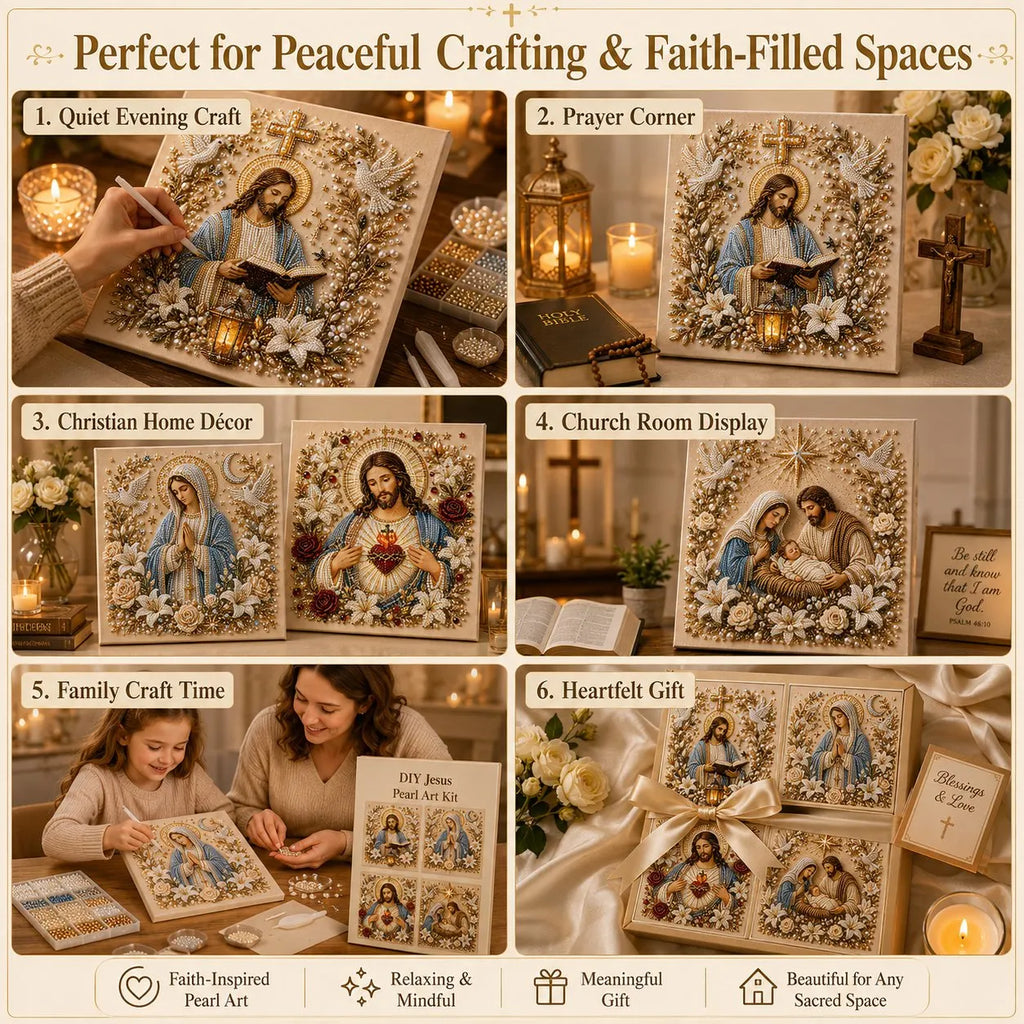 🔥 Last Day 49% OFF – ✝️ DIY Jesus Pearl Art Kit | 3D Pearl-Style Christian Artwork for Prayer Corners & Faith Gifts