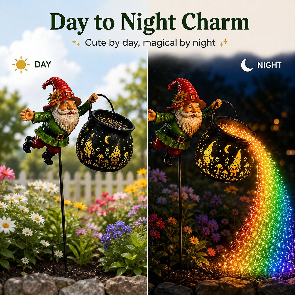 🎁 Today Only: 50% OFF 🌈  Gnome Cauldron Solar Garden Light – Spooky Neon Glow 🧙‍♂️