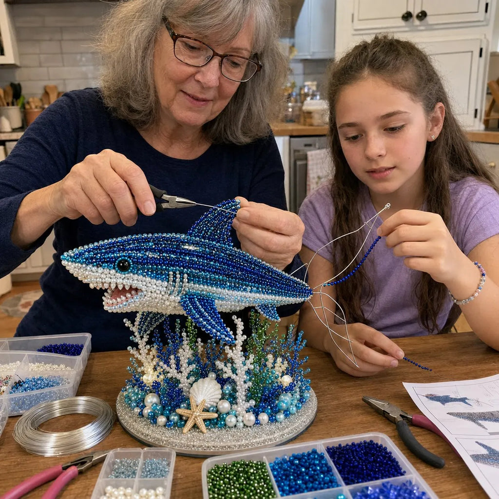 🔥 LAST DAY 49% OFF – 🌊 Ocean Sparkle Animal Craft Kit | Create a Dimensional Underwater Centerpiece with Colorful Beads, Pearls & Coastal Details 🐚✨