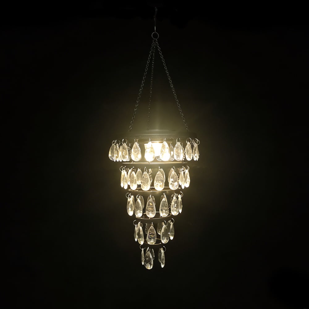 ✨ Solar-Powered Crystal Chandelier Outdoor Light