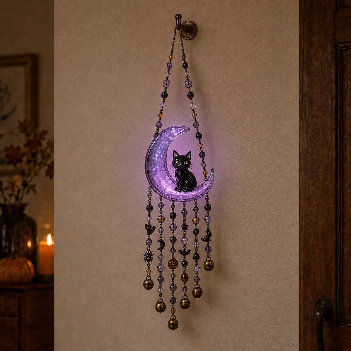 Lighted Halloween Beaded Wind Chime Collection – Glowing Hanging Décor