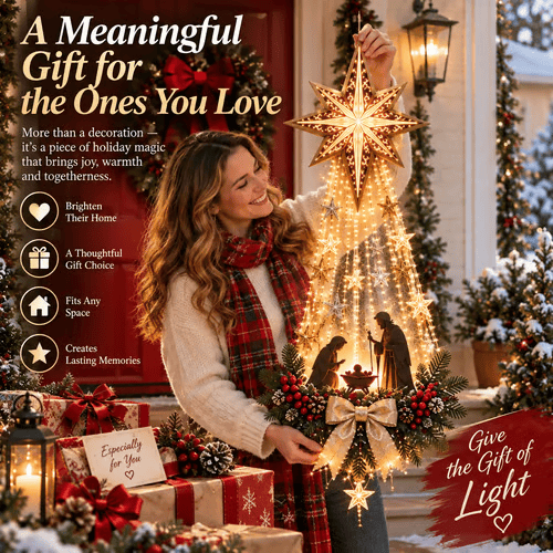 ✨✝️ Bethlehem Star of Faith – Lighted Nativity Wall Decor✝️