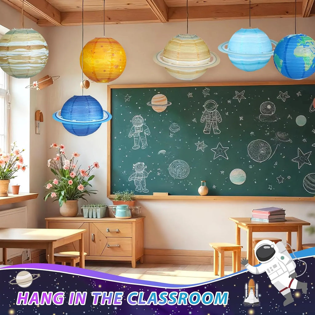 🪐 8-Piece Solar System Planet Paper Lantern Set – Outer Space Birthday Party Decorations