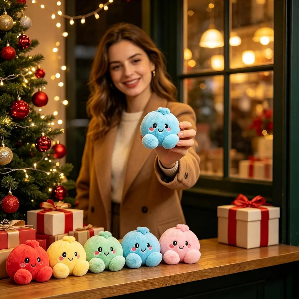 Cute Rainbow Dumpling Squishy – Soft Plush Stress Relief Squeeze Toy with Steamer