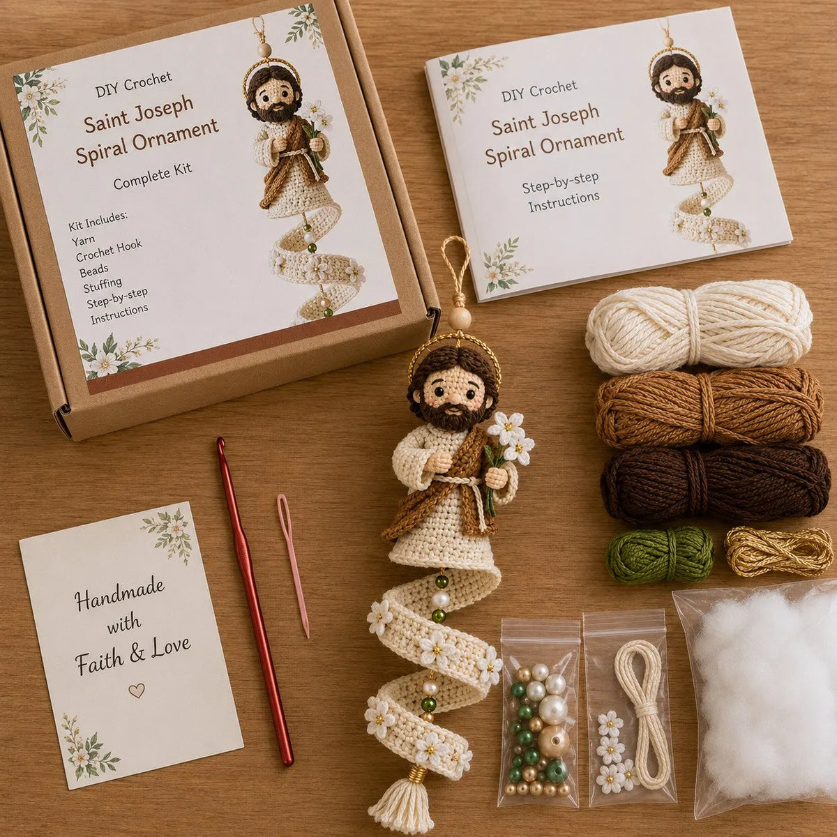 🔥Last Day 49% OFF - 🙏🧵DIY Crochet Blessed Mother Spiral Hanging Ornament Kit
