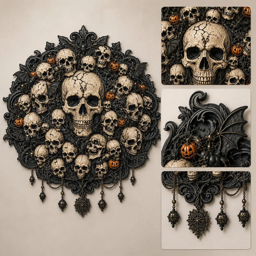 🦇 Gothic Halloween Wall Art Collection | Metal Skull, Ghost & Bat Decor with 3D Visual Effect for Haunted Wall Displays 🎃