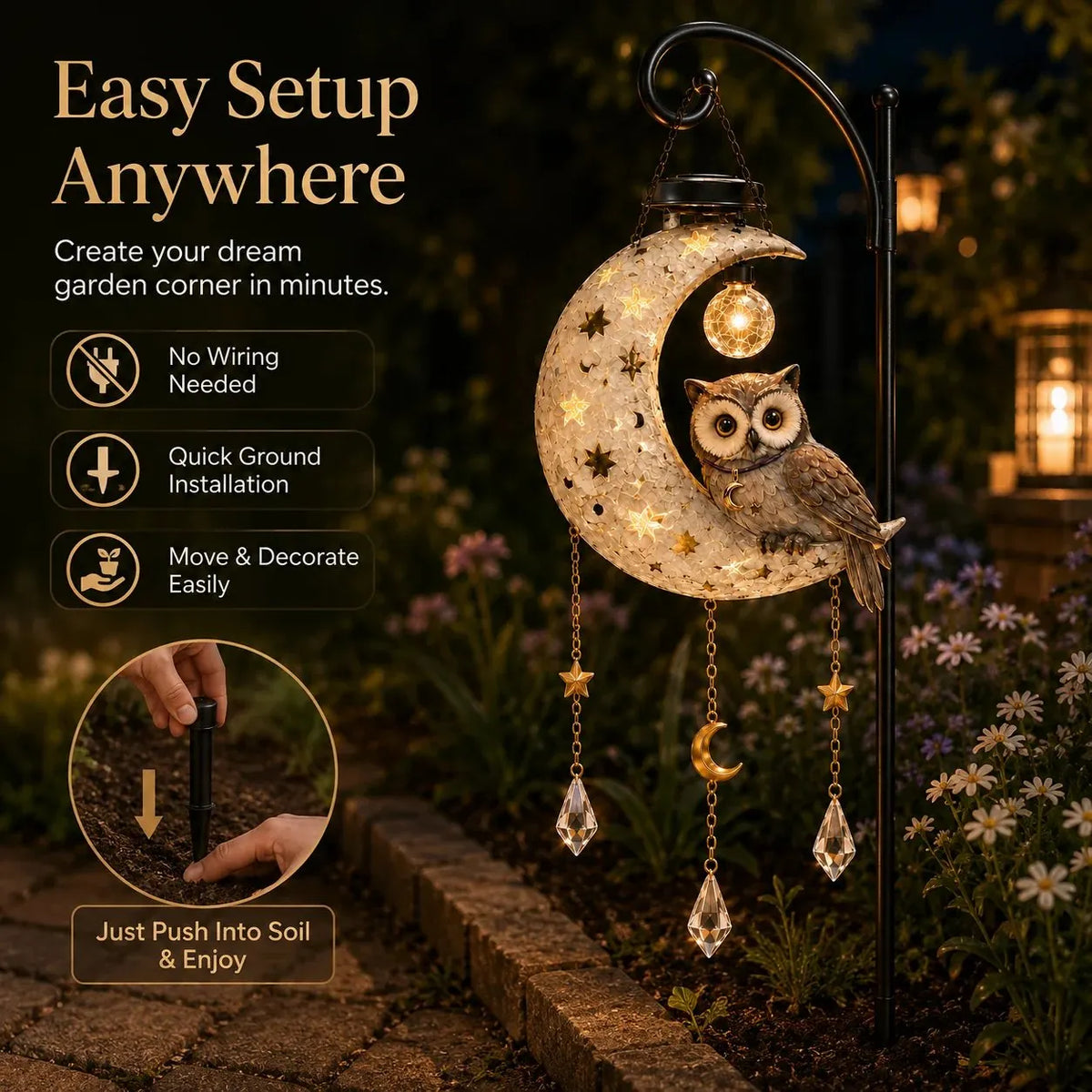 🔥HOT SALE🔥Solar Owl Moon Garden Light