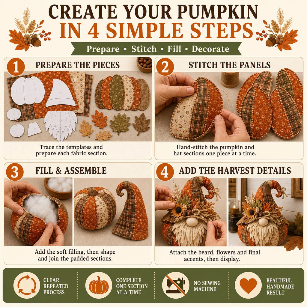⏳ Last Day 49% OFF – 🎃 Beginner-Friendly DIY Layered Harvest Pumpkin Patchwork Kit Collection | Complete Kit with All Tools & Step-by-Step Guide Included 💕