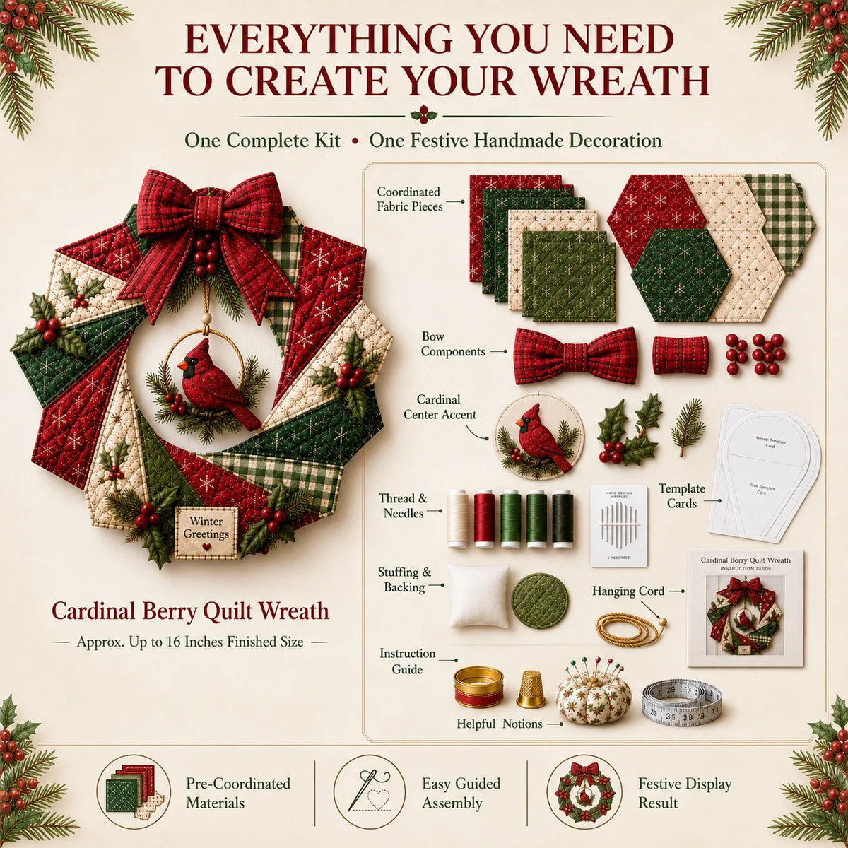 ⏳ Last Day 49% OFF – 🎄Beginner-Friendly DIY Christmas Fabric Wreath Kit Collection | Complete Kit with Coordinated Fabrics, Wreath Materials & Step-by-Step Guide Included 💕