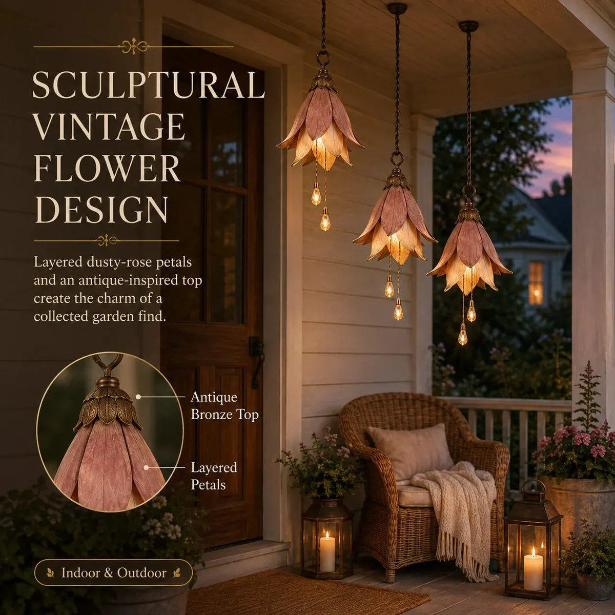 🌸🏠Vintage Hanging Flower Lights – Warm Glow Garden & Patio Decor