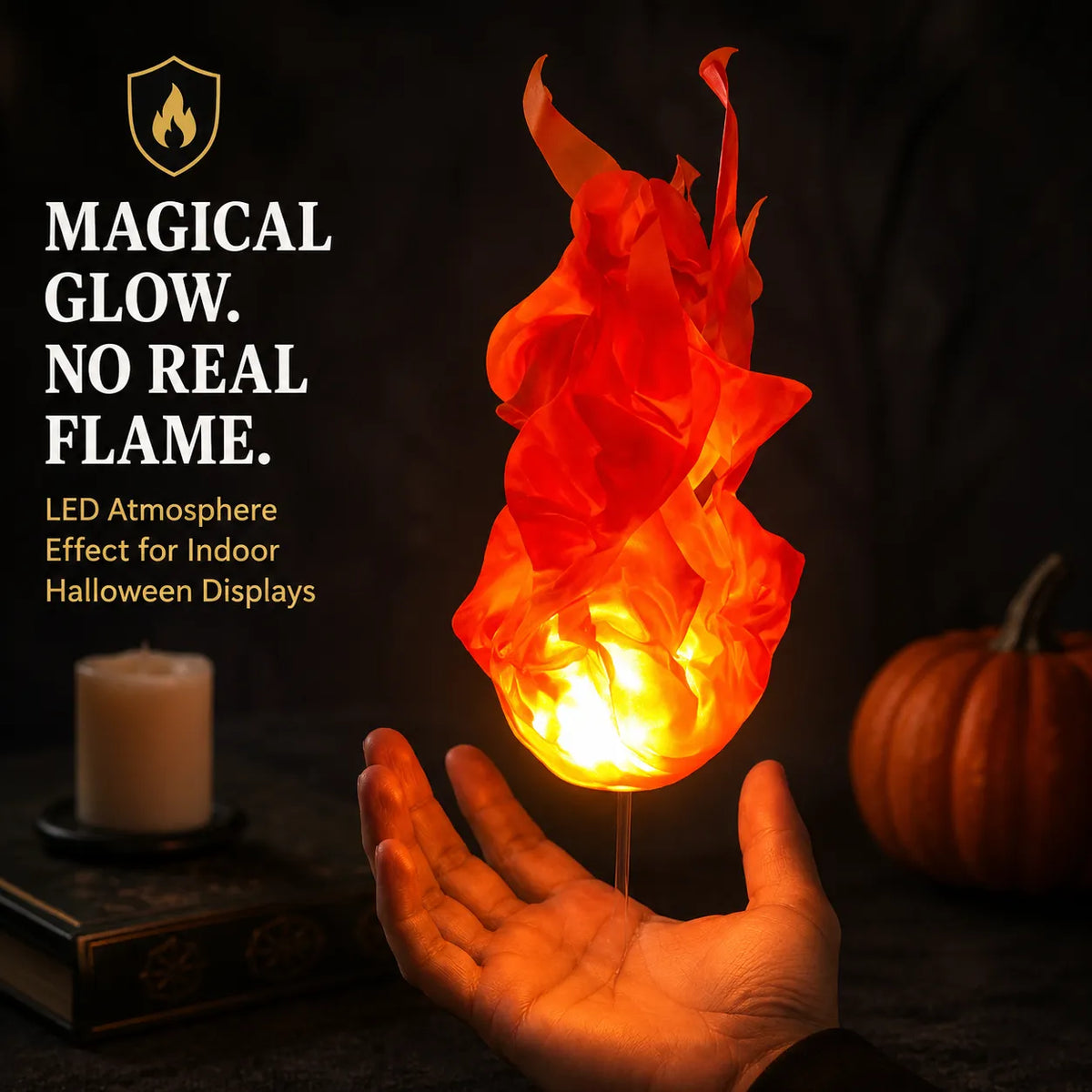 🔥 Floating Magic Fireball LED Light Prop, 4 Colors Fake Flame Illusion Halloween Cosplay Photo Decor