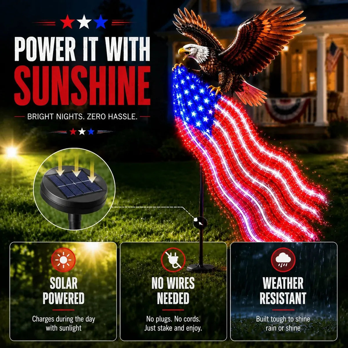 🔥Buy 2 Get 20% OFF🔥🦅 250th Anniversary Special – Eagle of Freedom Solar Garden Light