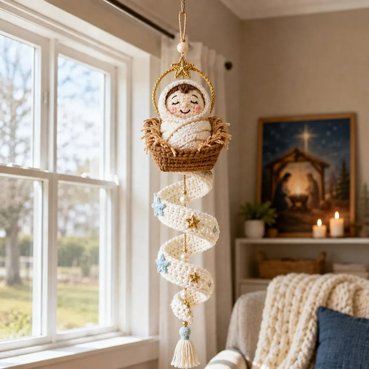 🔥Last Day 49% OFF - 🙏🧵DIY Crochet Blessed Mother Spiral Hanging Ornament Kit