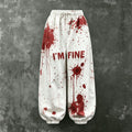Women's Halloween Bloodstain I'm Fine Print Loose Pants
