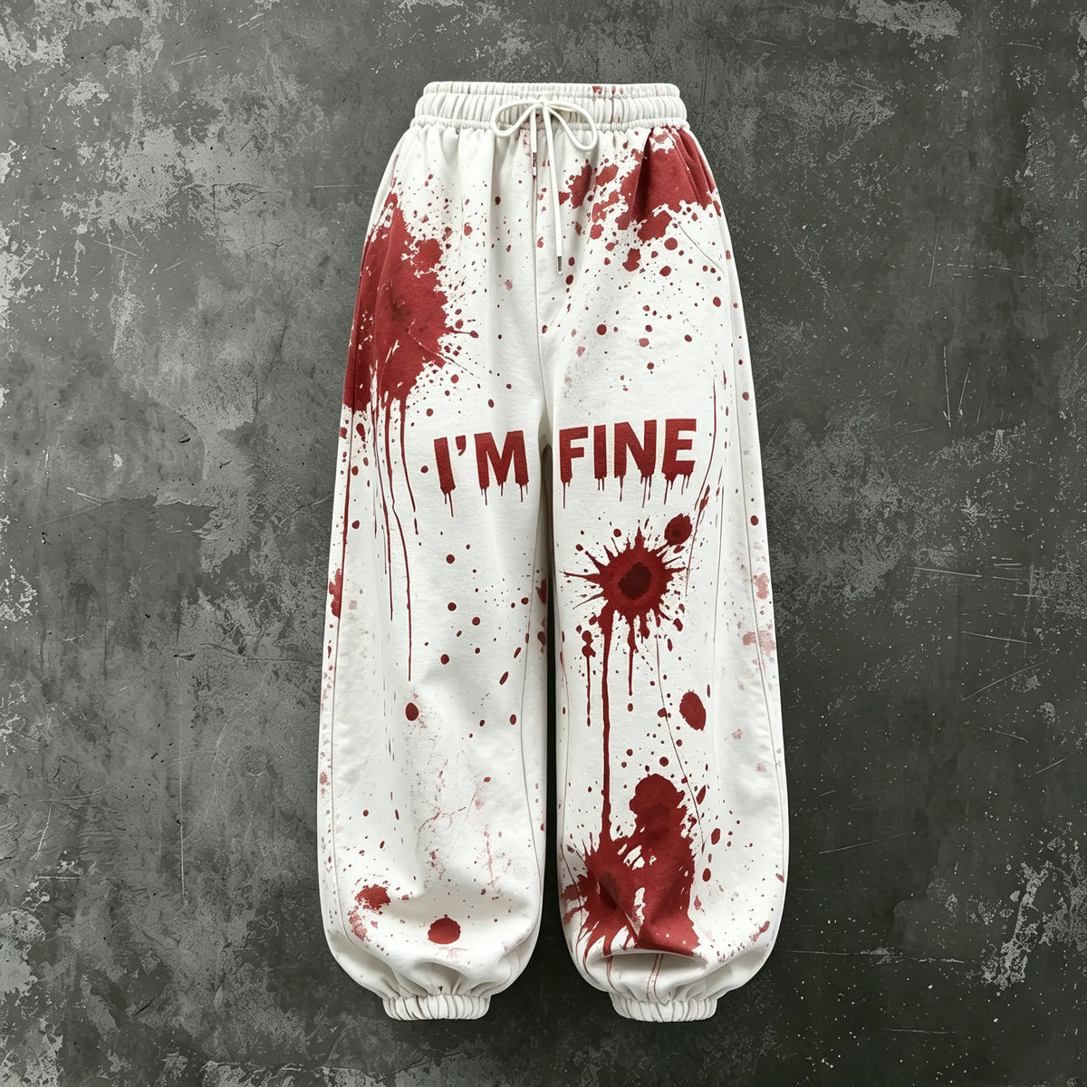 Women's Halloween Bloodstain I'm Fine Print Loose Pants