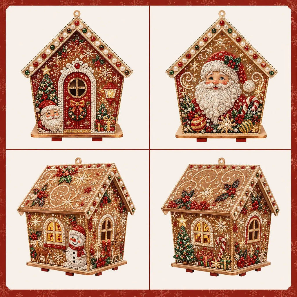 🔥 LAST DAY 49% OFF – 🎄Christmas Pearl Cottage Art Kit | Pre-Cut Wooden Panels, Sparkling Rhinestones, Pearl Beads & Complete Tools for a 3D Holiday House ✨