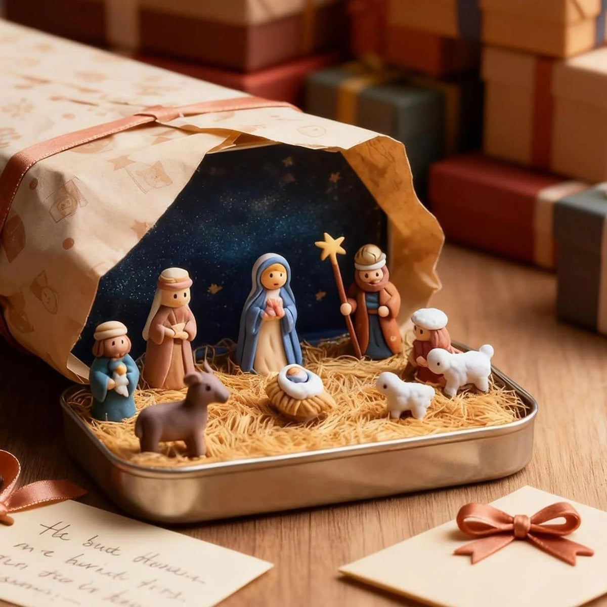 🔥Last Day 49% Off🎁Mini Nativity Set in a Tin Box