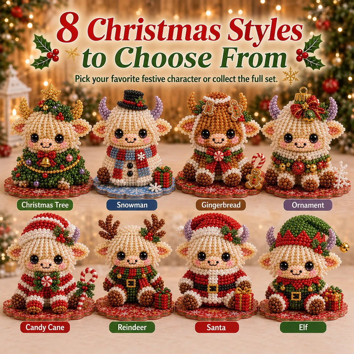 ⏳ Last Day 49% OFF – 🎄Beginner-Friendly Christmas Highland Cow 3D Pearl Bead DIY Kit | Complete Kit with All Tools & Step-by-Step Guide Included 💕
