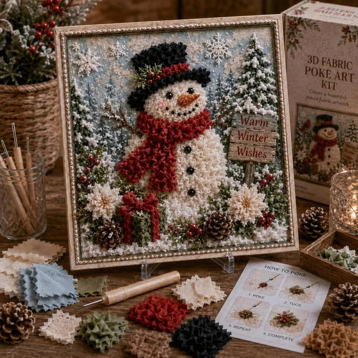 🔥Last Day 60% OFF -3D Christmas Fabric Poke Art Frame Kit