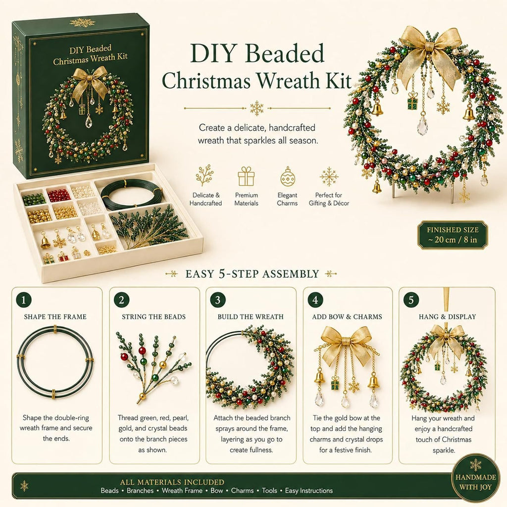 🎄DIY Beaded Christmas Wreath Kit – Handmade Holiday Wreath