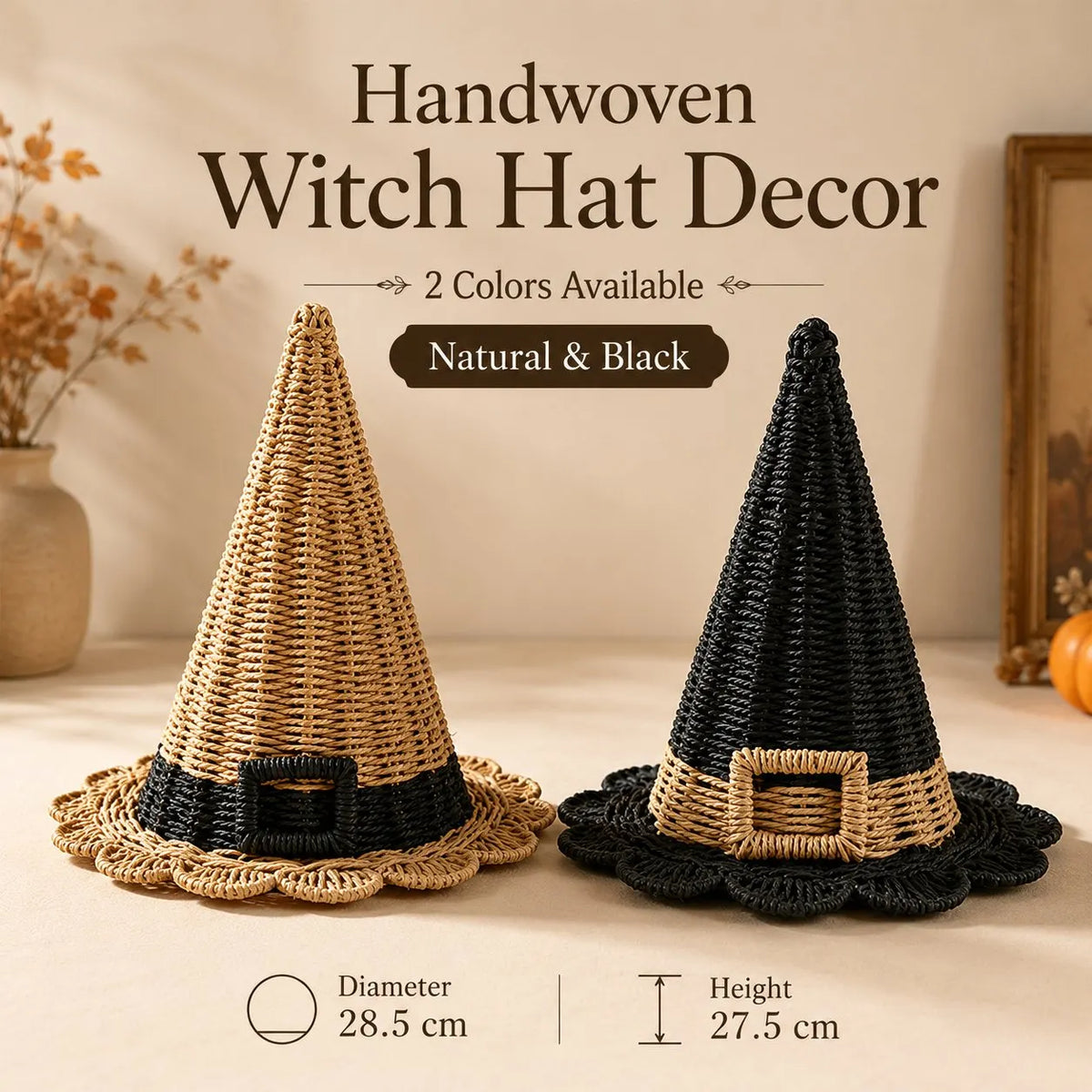 🧙‍♀️ Handwoven Paper-Rope Witch Hat — Add Rustic Magic to Halloween! 🎃