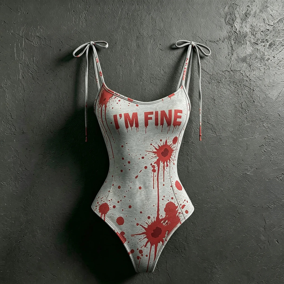 Women's Retro Halloween Bloodstain I'm Fine Print Hoodie Two-piece Set