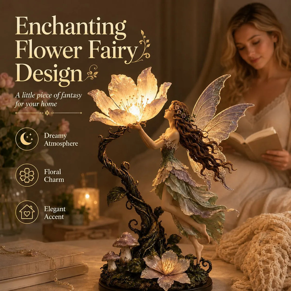 🌙 ✨ Fairy Flower Night Light – Modern Decorative LED Lamp For Cozy Home Space