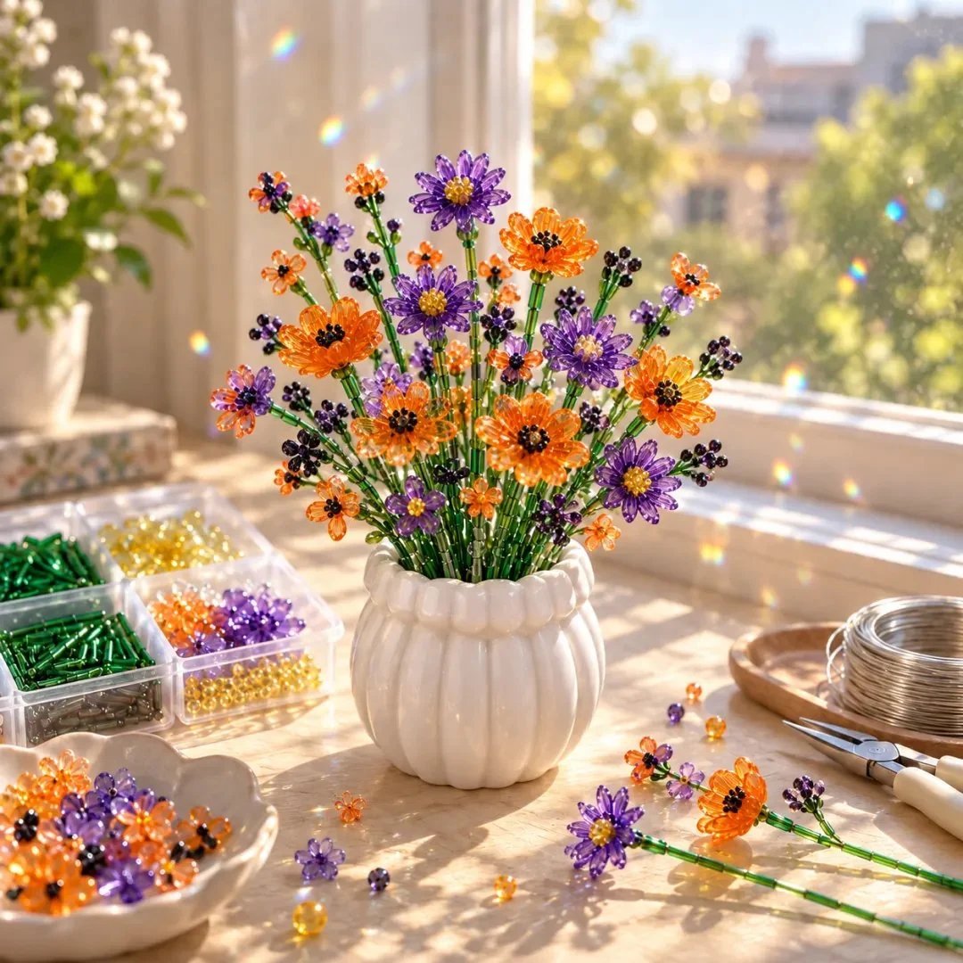 DIY Beaded Wildflower Bouquet Kit – Crystal Flower Craft