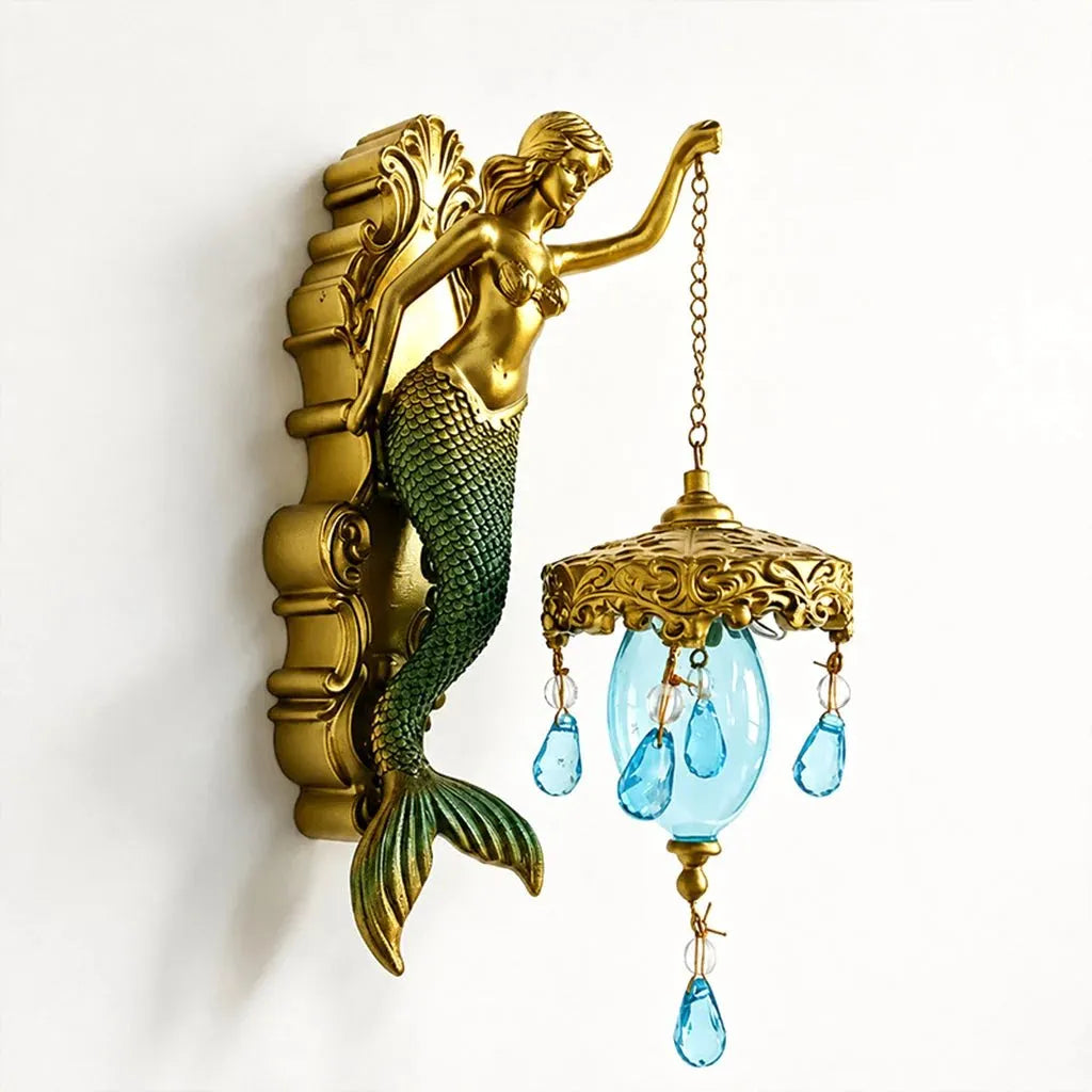 🔥HOT SALE!🧜‍♀️Hand-Painted Mermaid Wall Sconce – Nautical & Artisan Design