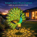 💥SAVE 50%🦚 Dynamic Light Shadow Solar Peacock Garden Sculpture, Waterproof Outdoor Yard LED Decor Statue