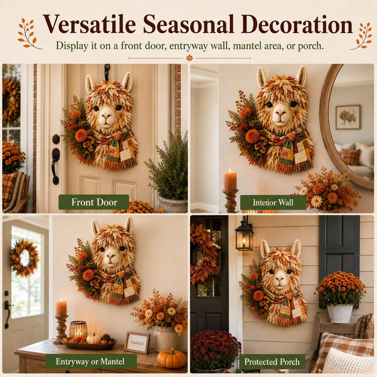 ⏳ Last Day 49% OFF – 🦙 Beginner-Friendly Autumn Alpaca DIY Wall Hanging Kit | Complete Kit with Pre-Cut Fabrics, Stitching Supplies & Step-by-Step Guide Included 🍂💕