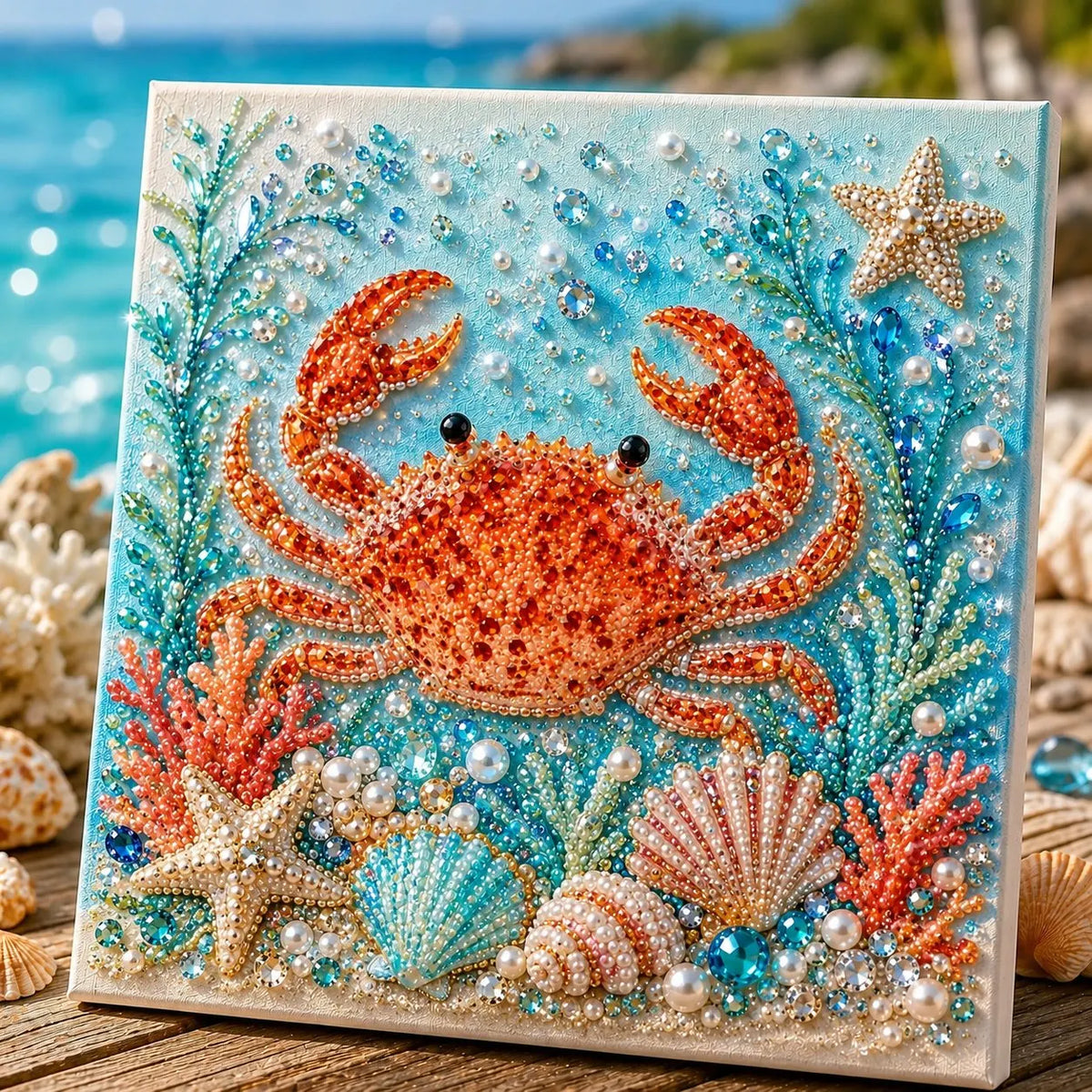 💥 Last Day 49% OFF - 🌊💙 Ocean Theme Pearl Art DIY Kit – Relaxing DIY Craft to Create Stunning Coastal Artwork