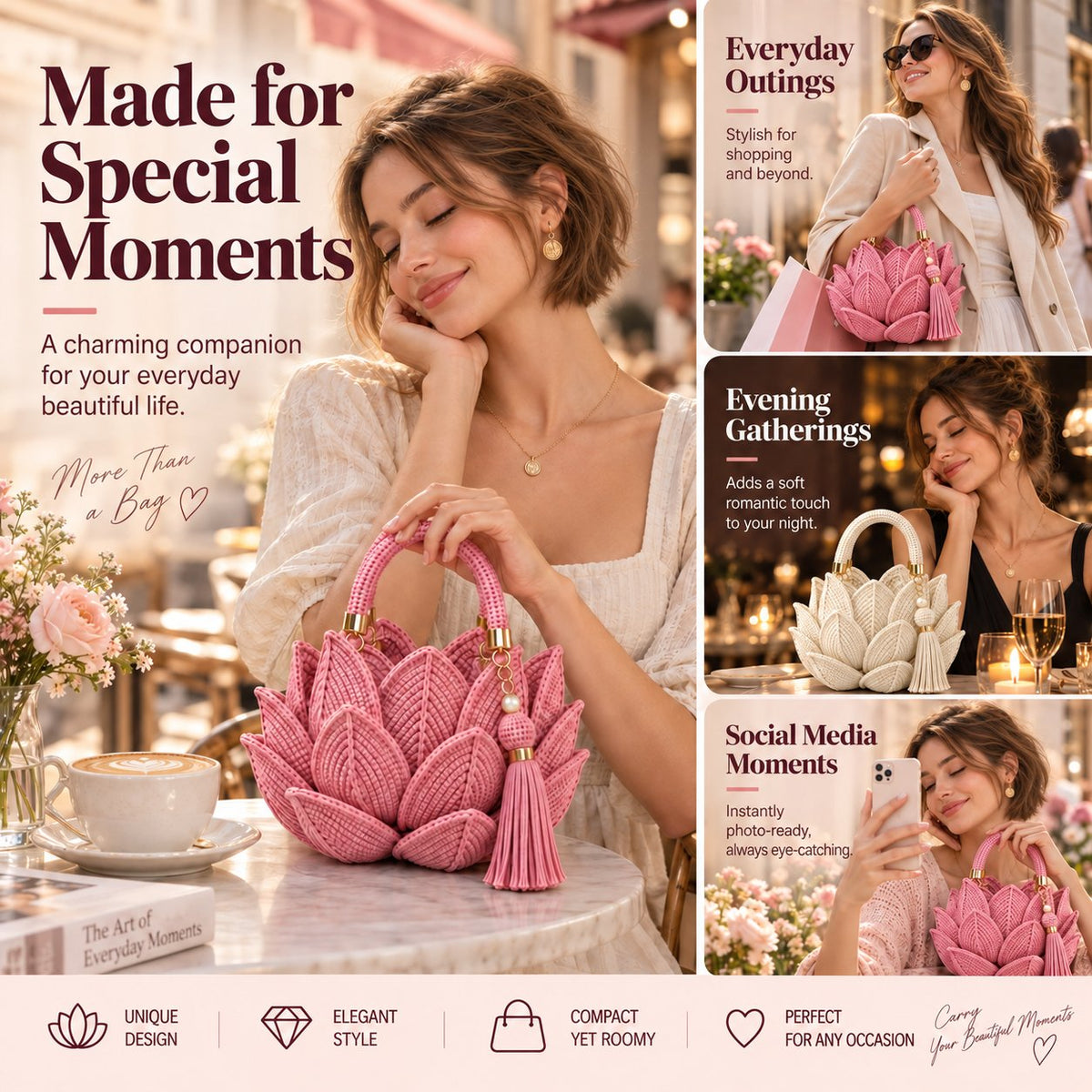 🌸👜 Trending 3D Crochet Petal Handbag