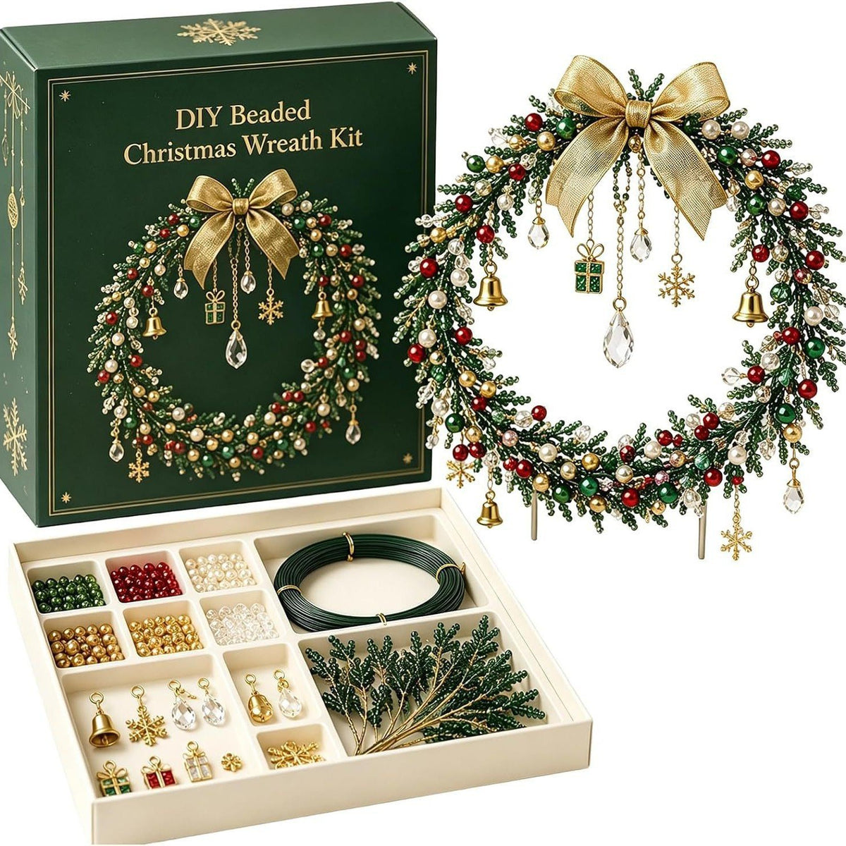 🎄DIY Beaded Christmas Wreath Kit – Handmade Holiday Wreath