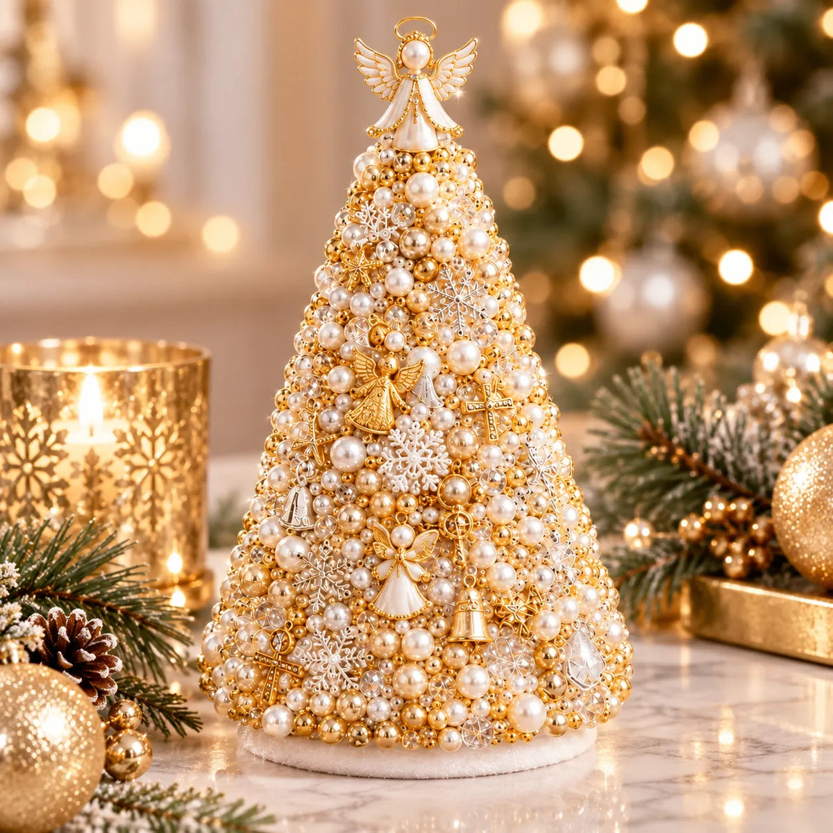 DIY Beaded Pearl Art Christmas Tree – Ornament Kit Holiday Decor