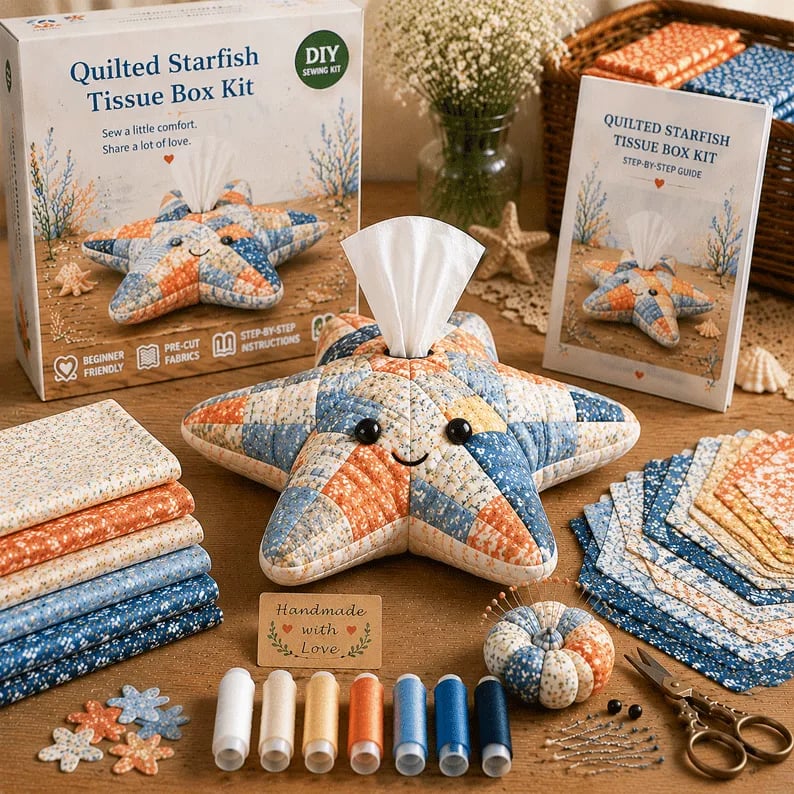 🧵 DIY Ocean Animal Tissue Box Sewing Kit – Fun Animal & Ocean Friends! 🌟