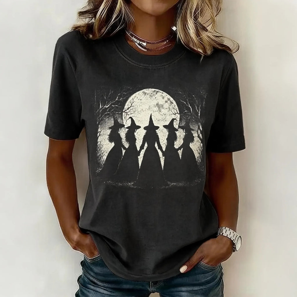 Women's Halloween Print Crew Neck Short-sleeve T-shirt