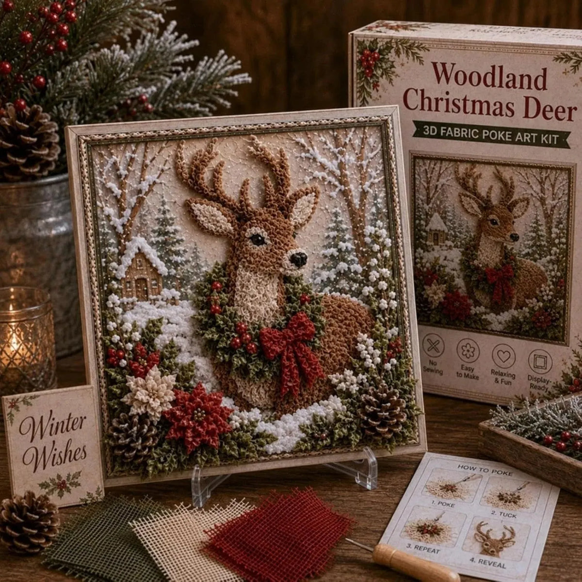🔥Last Day 60% OFF -3D Christmas Fabric Poke Art Frame Kit