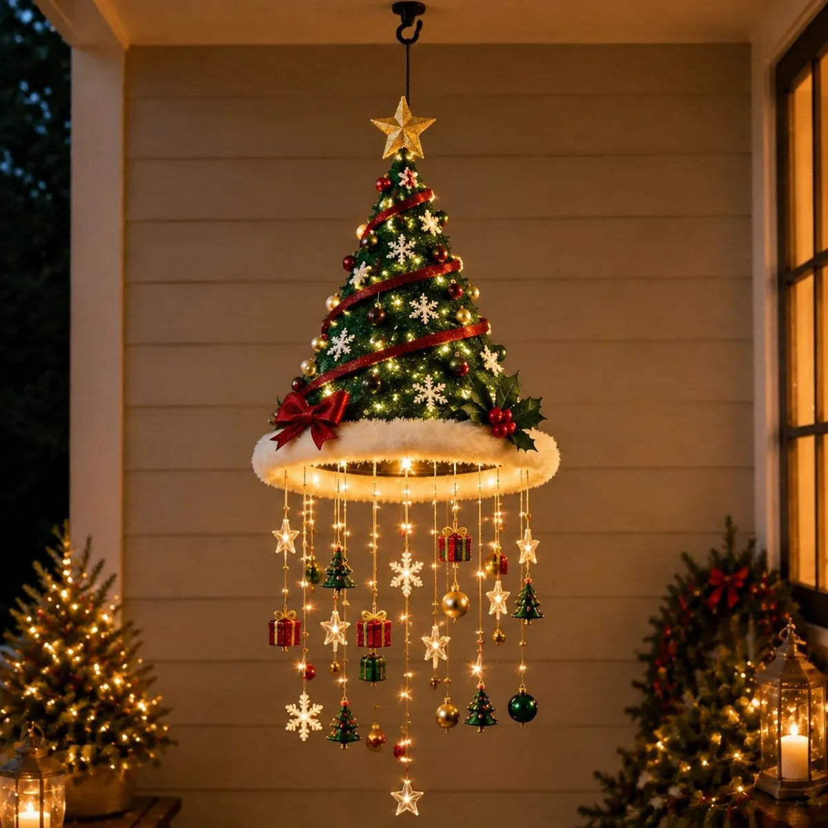 🔥HOT SALE 49% OFF🎅 Lighted Santa Hat Hanging Chandelier 🎄 | 5 Styles Warm LED Christmas String Light | Indoor Outdoor Porch Holiday Decor Gift