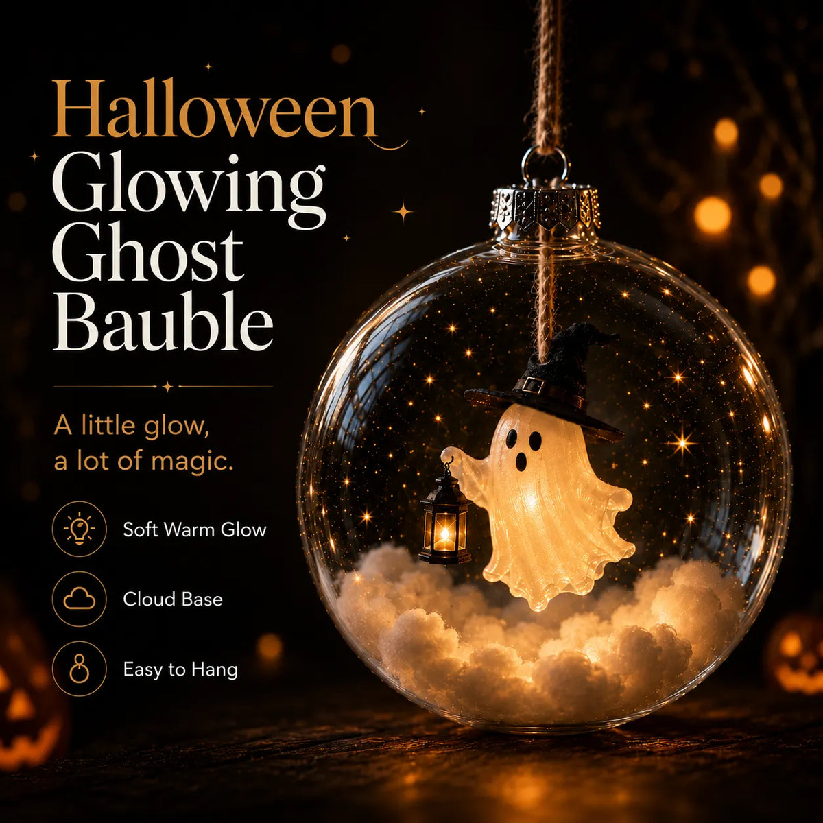 🎃 Limited Halloween Collection-Glowing Halloween Ornament Collection – Cat, Witch, Pumpkin & Ghost Baubles