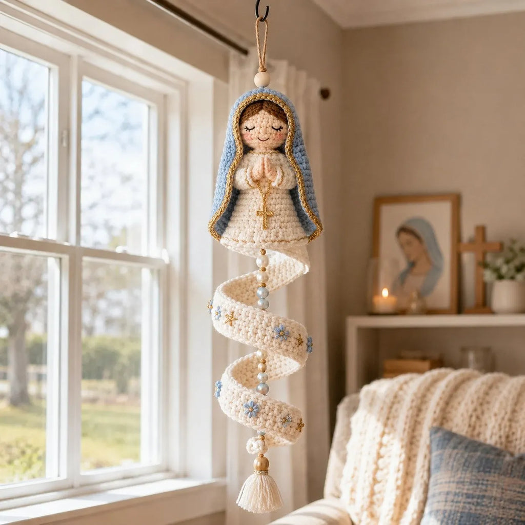 🔥Last Day 49% OFF - 🙏🧵DIY Crochet Blessed Mother Spiral Hanging Ornament Kit