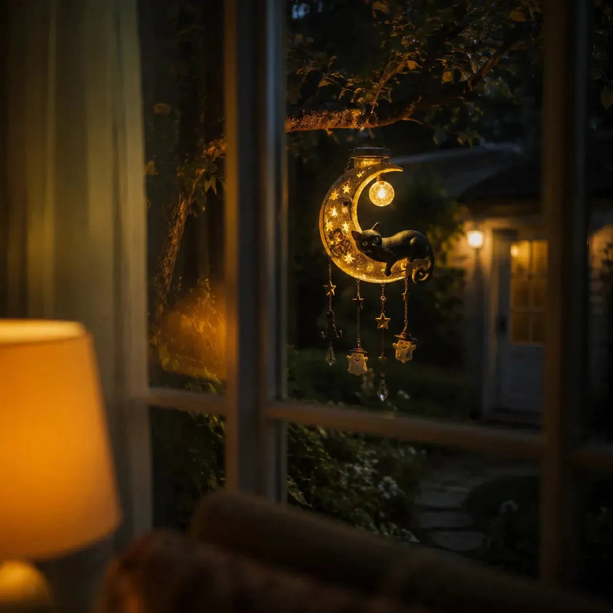 🔥HOT SALE🔥🌙 Every Breeze Carries a Little Halloween Magic——Solar Hanging Lantern for Outdoor Halloween Décor