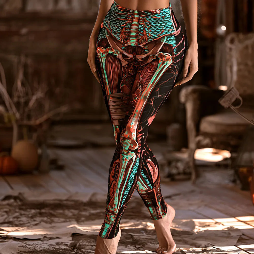 Women's Halloween Skeleton And Tech Art Slimming Leggings