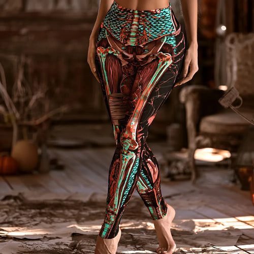 Women's Halloween Skeleton And Tech Art Slimming Leggings
