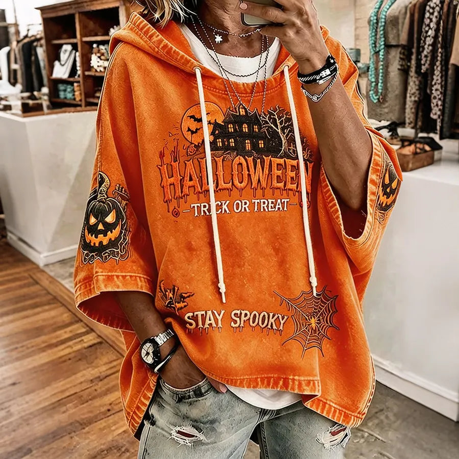 Women's Halloween Printed Art Print Hooded
