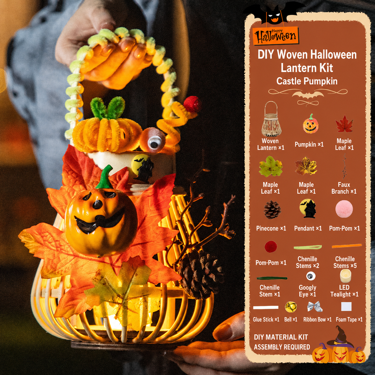 DIY Light-Up Halloween Trick-or-Treat Basket Kit Let Kids Create the Basket They’ll Proudly Carry on Halloween Night! 🎃